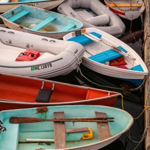 maine, boats, multicolored boats, dinghies, lories, waterman, lobsterman
