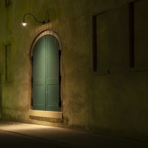 doors, charleston, night time, downtown, dock street, Queen Street. green and gold